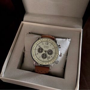 Citizen Eco-Drive Chronograph Stainless Steel Leather Men's Quartz Watch